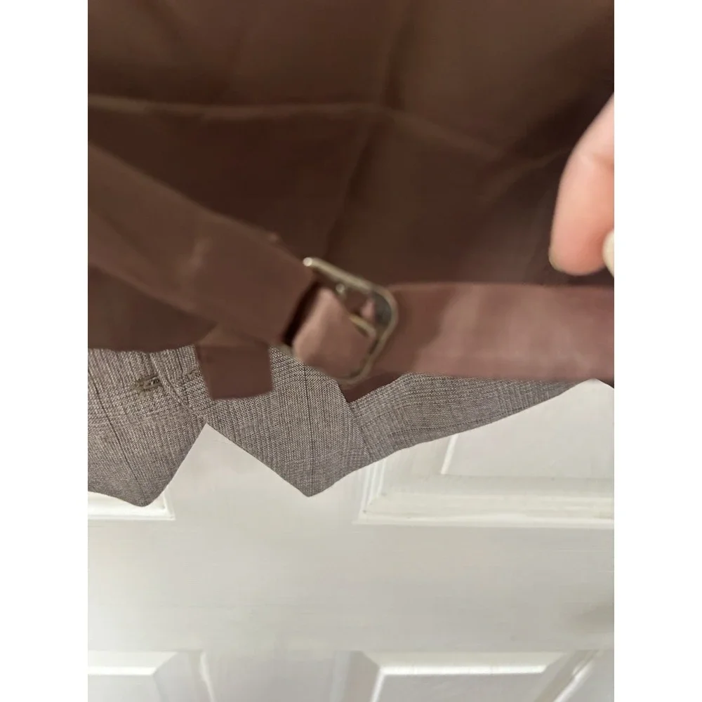 Vintage Glenn Check Mens Med (44) Suit Vest Adj Back Strap‎ Gray/Brown